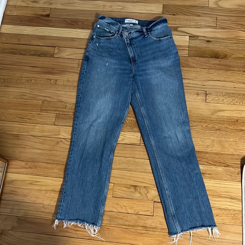 Abercrombie Jeans - curve love 90s straight ultra high rise, criss cross waist